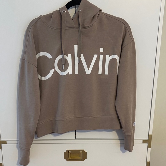 Calvin Klein Tops - Calvin Klein Taupe Hoodie with Logo